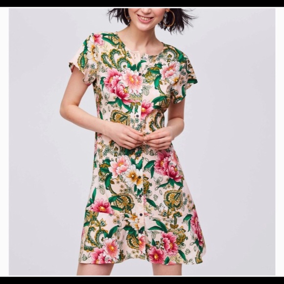 pink and green floral dress